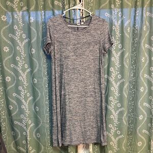 GAP Gray & White Striped Short Sleeve Mini Dress